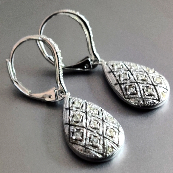 Diamante Teardrop Earrings - Picture 2 of 11